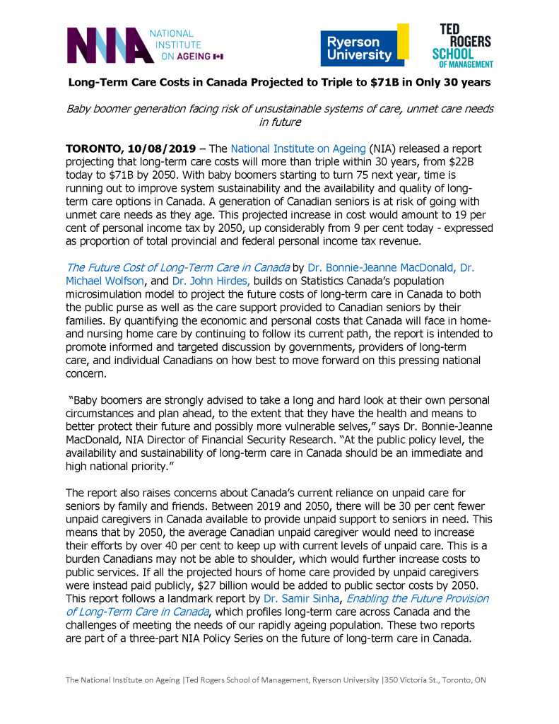 October 8, 2019 - Media Release Cover