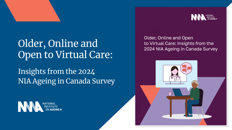 Social media graphic for the NIA 2025 virtual care report. Features the cover of the report in the design.